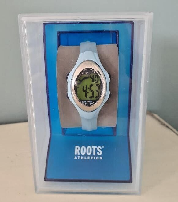 Roots Athletics Light Blue Zone Digital Watch rubber strap new battery w tags eBay