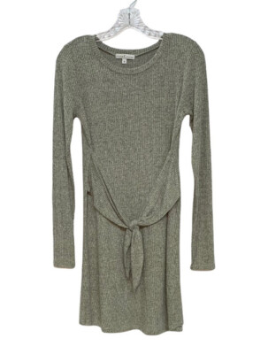Moa Moa NWT Gray Space Dye Tie Front Knit Fit-N-Flare Dress Size Medium
