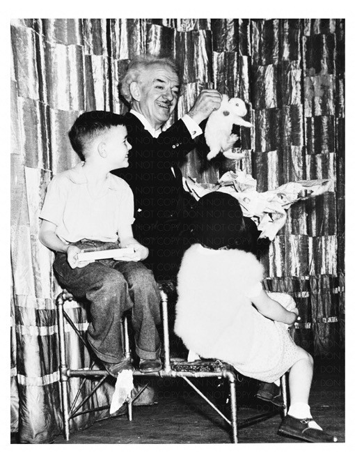 BLACKSTONE PRODUCES A BUNNY 8.5X11 B&W (1950s) / Archival Magician Photo Reprint