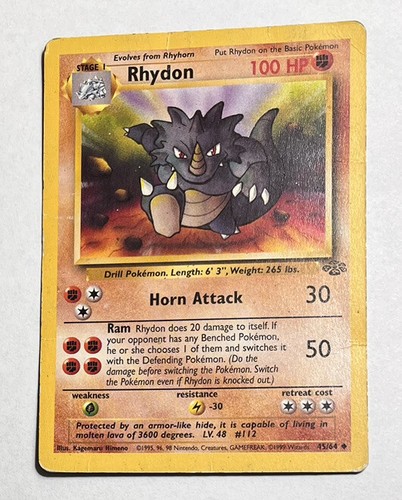 Rhydon 45/64 Pokemon Card Jungle Unlimited Uncommon MP-HP | eBay Rhydon 45/64 Pokemon Card Jungle Unlimited Uncommon MP-HP | eBay