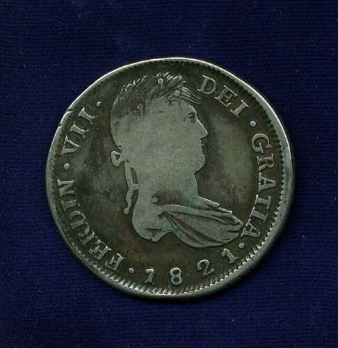 MEXICO WAR OF INDEPENDENCE ZACATECAS 1821-ZsRG  8 REALES SILVER COIN, F/VF