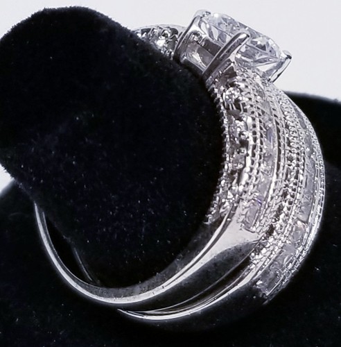 Wedding Ring Set Sterling Silver 925 Round CZ 4 prong sz. 6 many stones