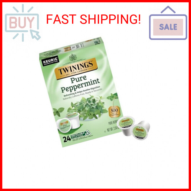 Twinings Pure Peppermint Tea K-Cup Pods for Keurig, Naturally Caffeine Free, Mad