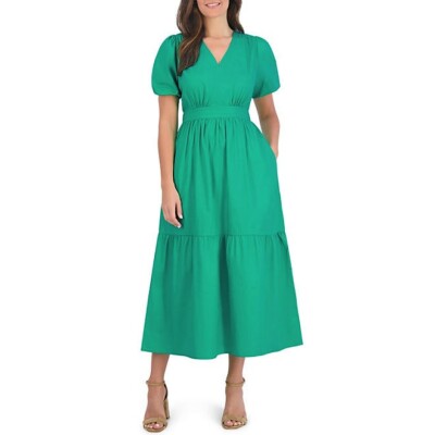 French Connection Ladies Puff Sleeve Maxi Dress Size L Green