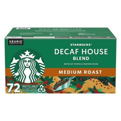 Starbucks Decaf Medium Roast K-Cups, House Blend (72 ct.)