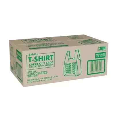 Small T-Shirt Carry-Out Bags, 7'' x 5'' x 15'' (2000 ct.)
