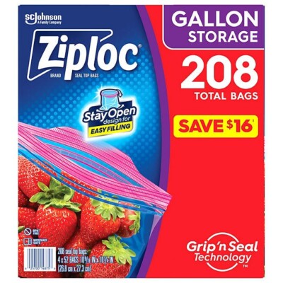 Ziploc Gallon Storage Bags with New Stay Open Design {208 ct.}