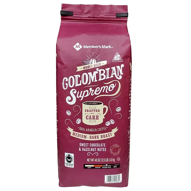 Member's Mark Whole Bean Coffee Colombian Supremo (40 oz.)