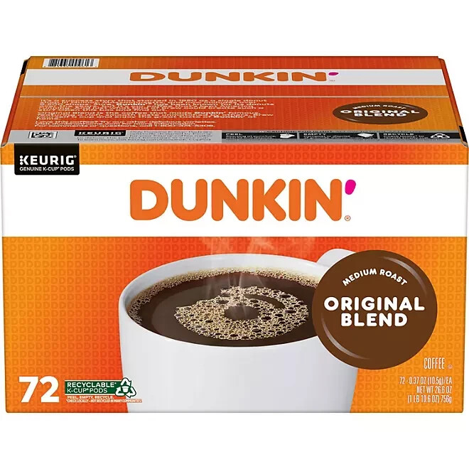 Dunkin' Donuts Original Blend K-Cups, Medium Roast, 72 ct.