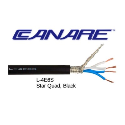 Canare L-4E6S Star Quad Mic Cable, Black   Per 10 foot length, bulk
