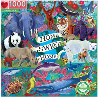 Jigsaw Puzzle 1000 Pcs Planet Earth by eeBoo Endangered Species 23'' x 23'' NEW GB