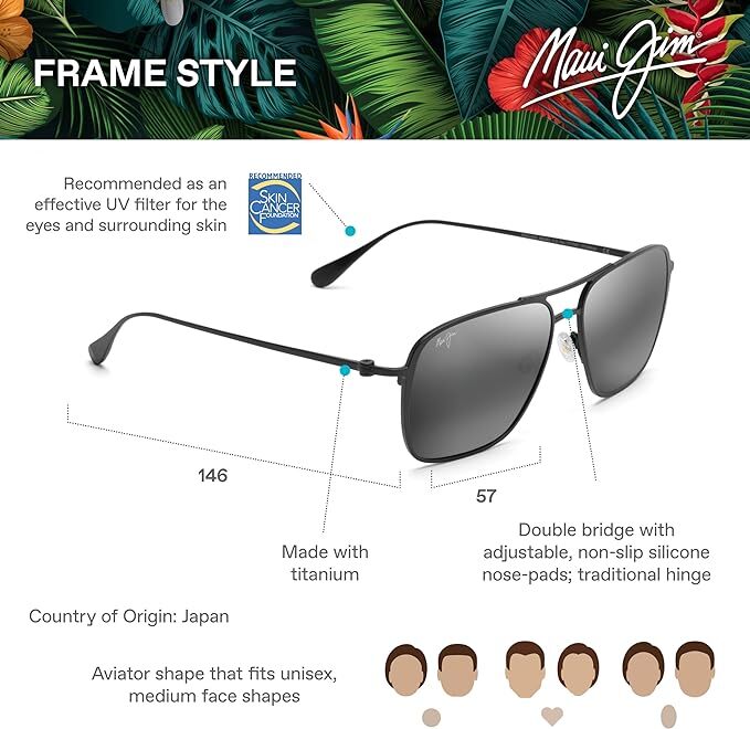 Pre-owned Maui Jim Men's And Women's Beaches Polarized Aviator Sunglasses Mj541 2m Black In Gray