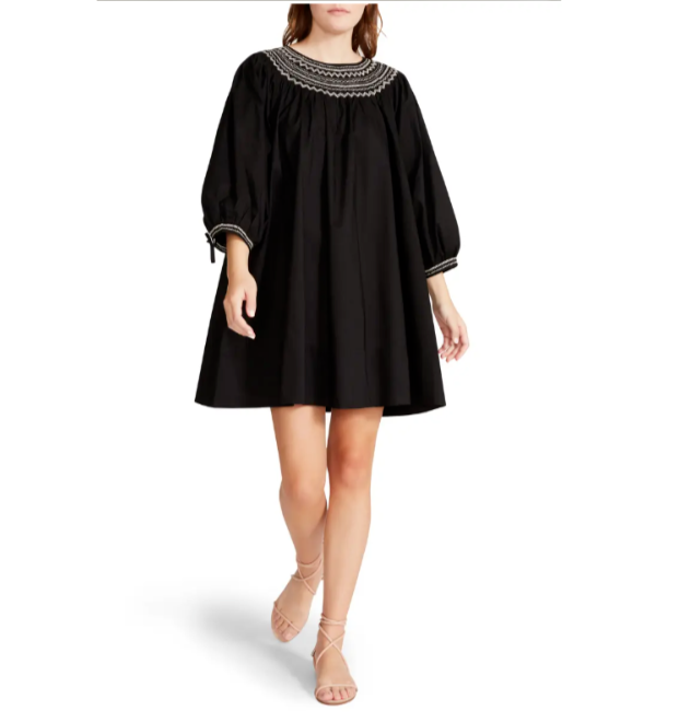 Черное хлопковое платье из поплина с вышивкой BB DAKOTA STEVE MADDEN S = 2/4/6 Nordstrom