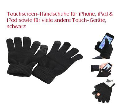 Touchscreen-Handschuhe für iPhone iPad Touch-Geräte, schwarz