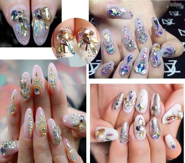 20 50pcs Nail Art Rhinestones Glitter Diamond Crystal Gem 3D Tips DIY Decoration