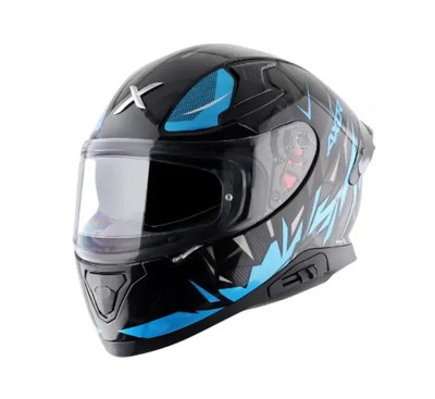 Helmet full face motorcycle Axor Apex Hunter Black Neon Blue ECE 22.05 DOT FMVSS