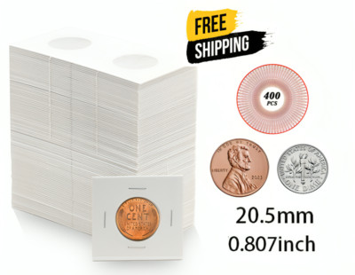 400PCS Coin Flips for Penny 20.5mm/0.8'' Cardboard Holders for 2x2 inch Pockets