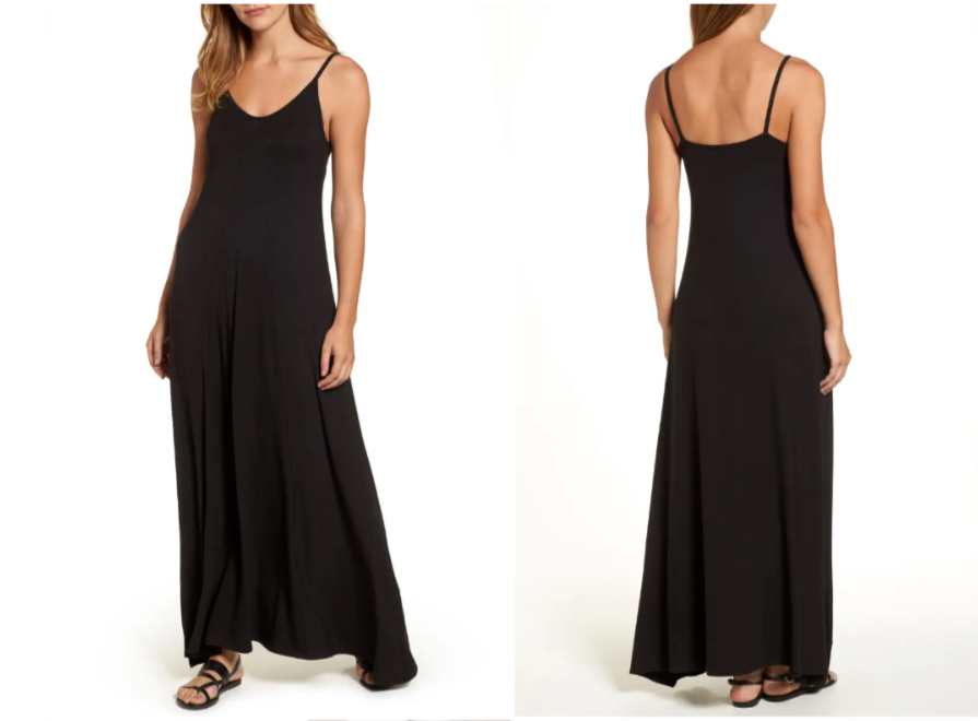 

Черное платье макси из искусственного шелка LOVEAPPELLA SMALL PETITE S Nordstrom, Черный