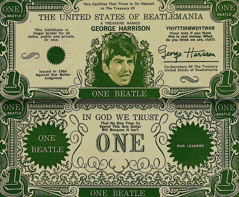 Beatles 1964 Vintage Money George Harrison One Beatles Dollar Bill NM COA - Picture 1 of 3