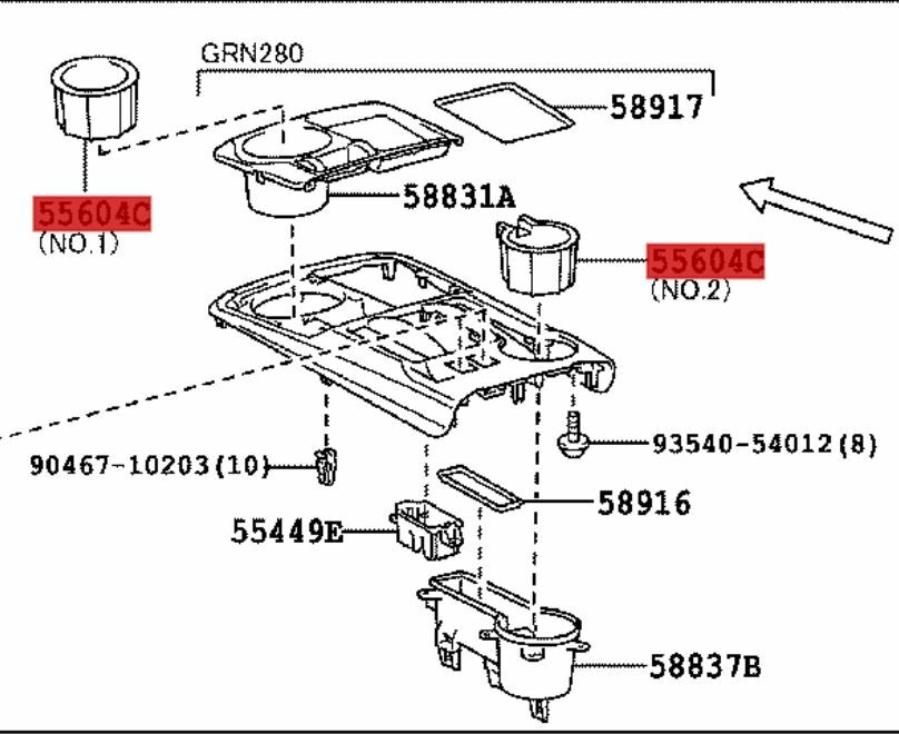 GENUINE OEM TOYOTA 14-23 4RUNNER FRONT RIGHT & LEFT CONSOLE CUP HOLDER SET OF 2