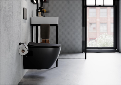 Creavit Wand-WC Free spülrandlos schwarz matt mit Soft-Close Deckel