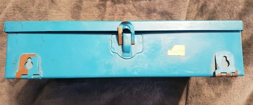 Vintage blue ACME INDUSTRIAL FIRST AID KIT #25 metal box w/first aid guide