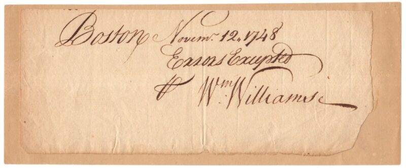 William Williams - Ink Signature - Declaration Signer - Earliest Autograph Known