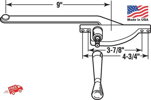 Prime-Line H 3508 9 In. Aluminum Diecast, Casement Operator, Right Hand, Teardro