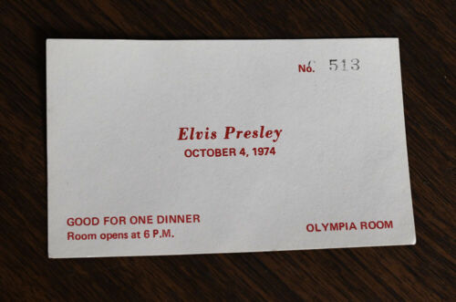 Elvis Presley  1974 Unused Ticket  OLYMPIA ROOM DINNER  Detroit, Michigan