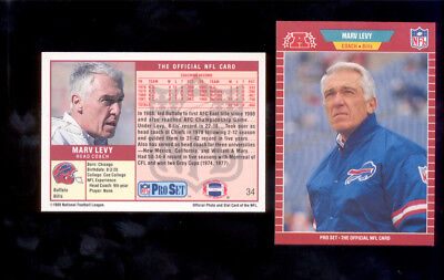 1989 Pro Set MARV LEVY Buffalo Bills Rookie Card . rookie card picture