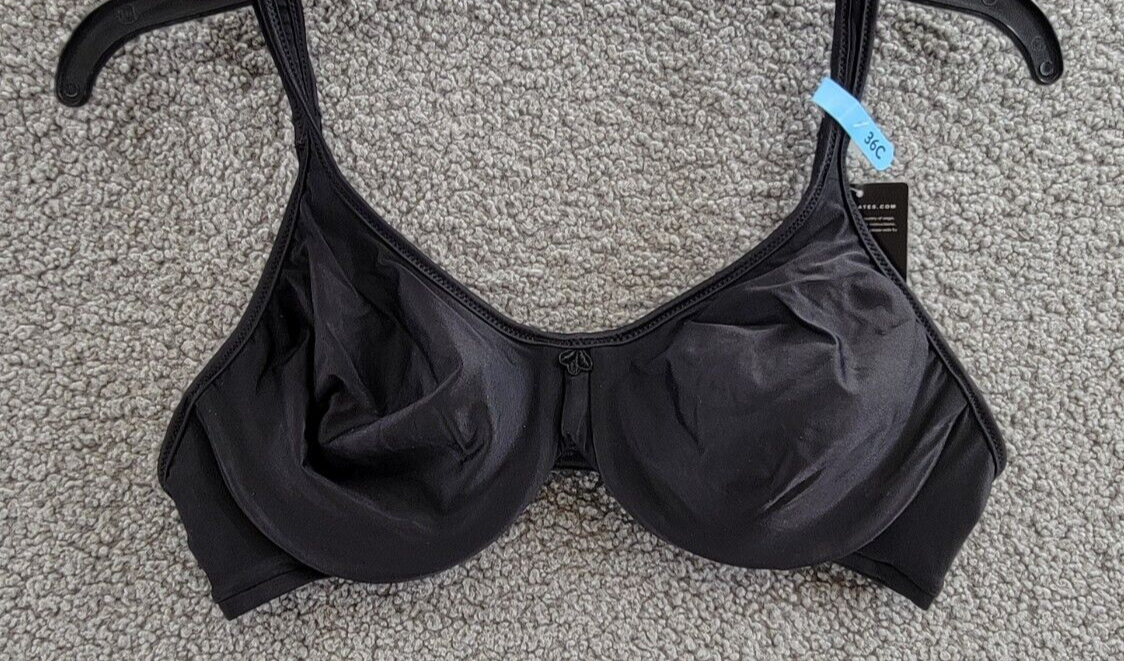 Bali Passion for Comfort Underwire Bra Women's 36C Black Dual Back Hook-and-Eye - Picture 2 of 13
