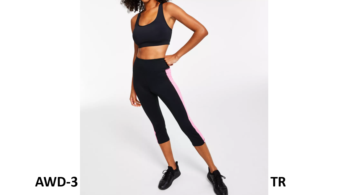 Ideology Women's Colorblocked Cropped Leggings, Black/Br Peony, X-Small