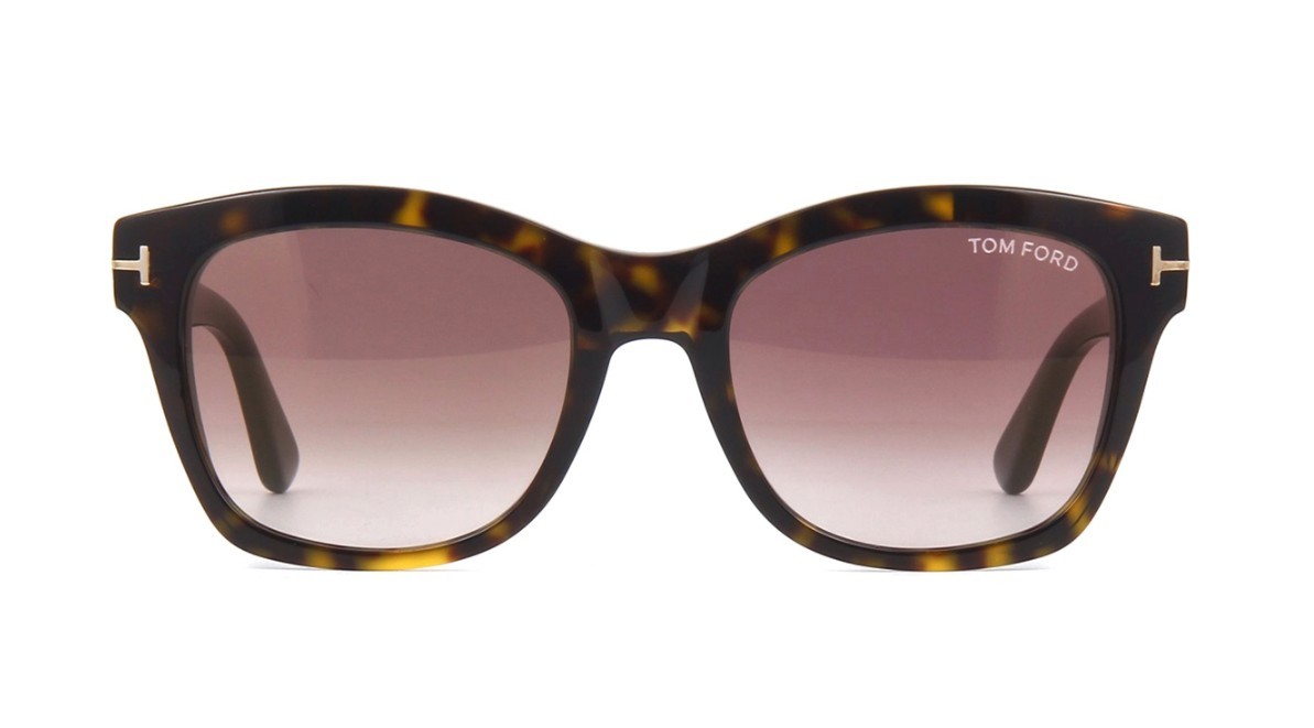 Pre-owned Tom Ford Lauren-02 Ft 0614 Dark Havana/brown Shaded (52f D) Sunglasses