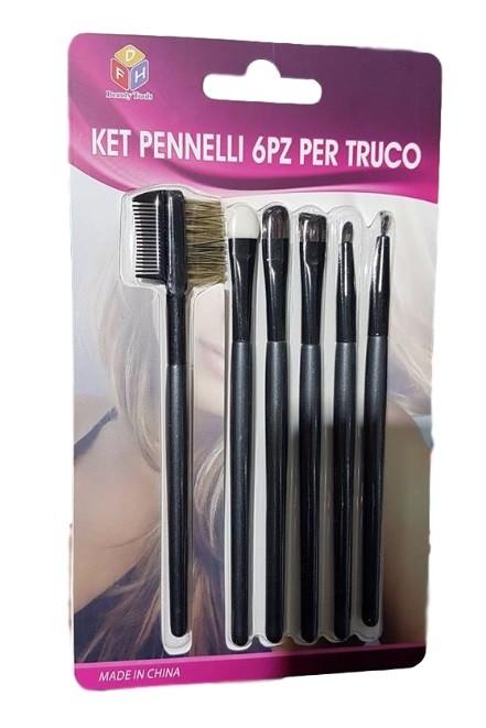 Set Kit 6 Pennelli Trucco MakeUp Donna Ciglia Fondotinta Viso Occhi dfh