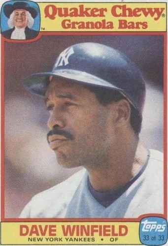 1986 Topps Quaker Chewy Granola Bars - Dave Winfield #33