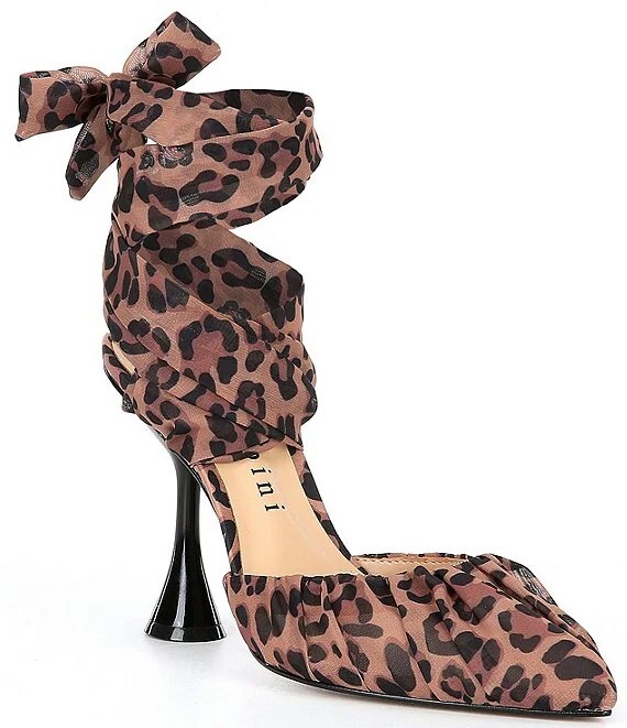 NEW Gianni Bini Henzlee Leopard Print Chiffon Wrap-Up Dress Pumps size 6.5