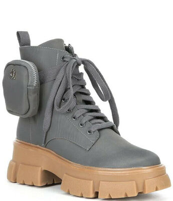 Steve Madden Thora-P Extra-Chunky Platform Boots Grey Size 7.5
