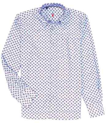 Visconti Black Mens SZ M Woven  performance stretch Button up shirt Blue Paisley