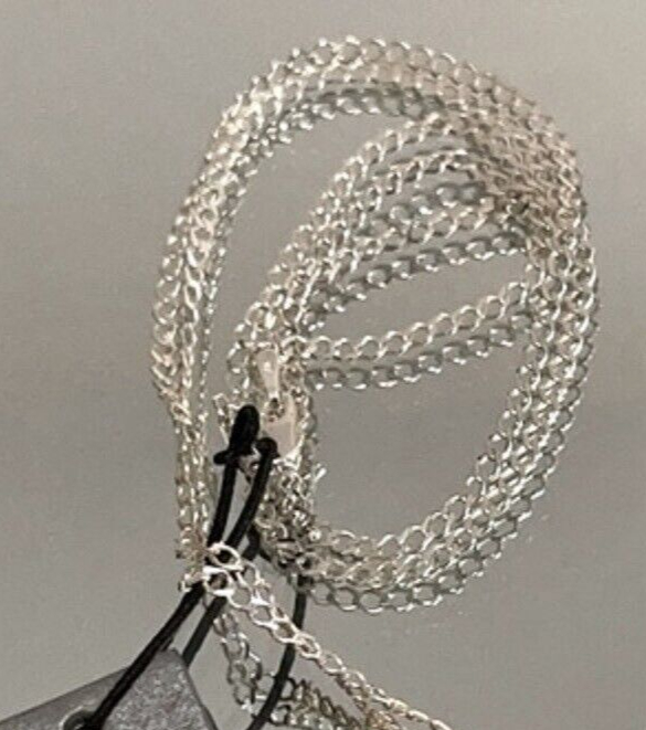 Mens Blac Label Heritage Sterling Silver Curb Cuban Chain Necklace