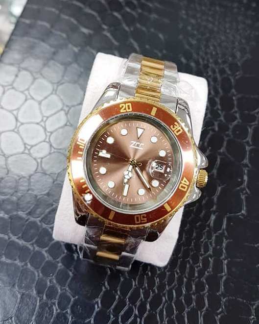 Orologio Da Polso Zcc Submarine Uomo Analogico Quarzo Data Oro Silver Bordea lac