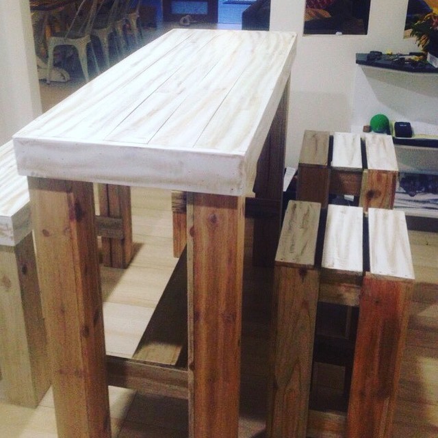Bar Table with Matching Bench Stools | Outdoor Dining ...