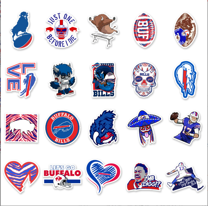 50Pcs Stickers Buffalo Bills NFL Sport Luggage Skateboard Phone Laptop Car Vinyl