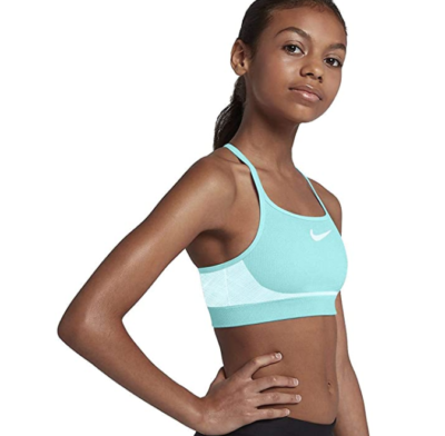 NIKE GIRLS SEAMLESS BRA, TEAL, SMALL *DIRTY