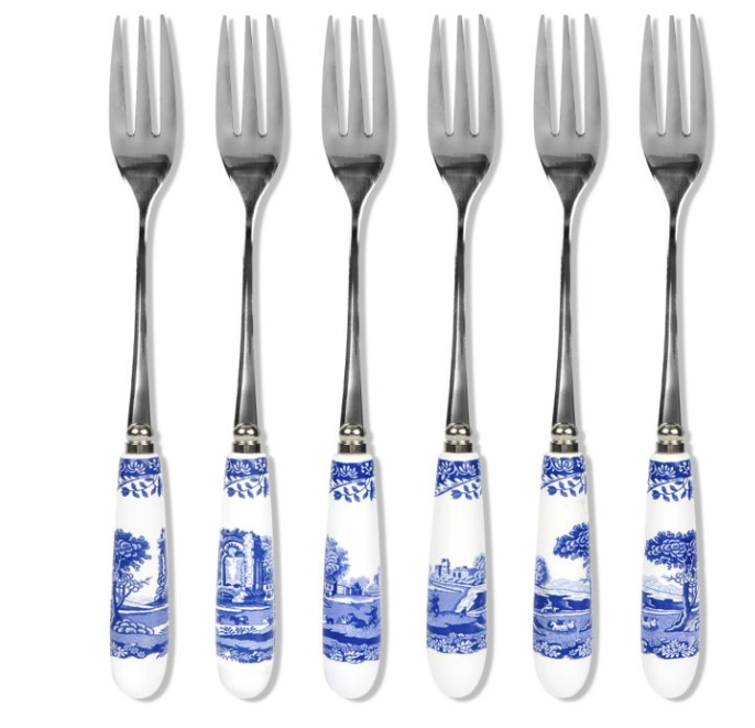 SPODE HOME Blue Meadow Set of 6 Pastry Forks New in Box!