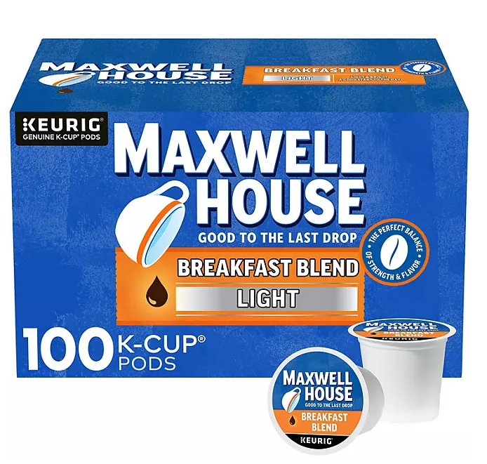 Maxwell House Breakfast Blend Coffee Light, K-CUP Pods, 100 count