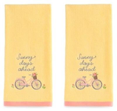 Spring Easter Celebration Embroidery Cotton Bath Hand Towels Set of 2