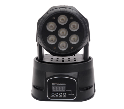 80W 7-RGBW LED Auto / Voice Control DMX512 Mini Moving Head Stage Lamp Black