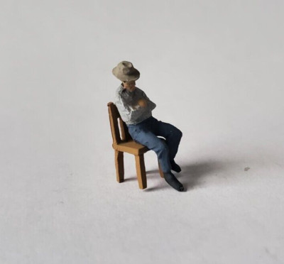 Arttista #791 - Man Sleeping On a Chair - S SCALE Figure - Model Trains