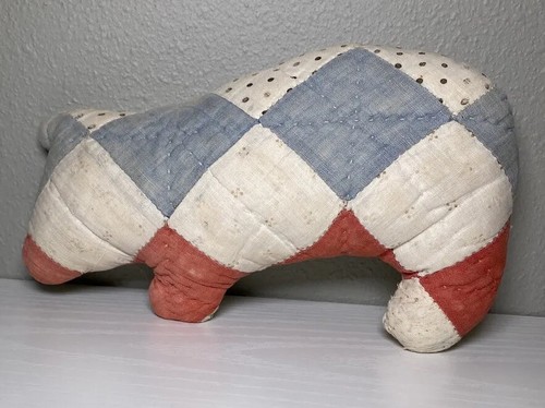 Vintage Handmade Quilt Plush Animal Stuffed Cow Pillow Toy N