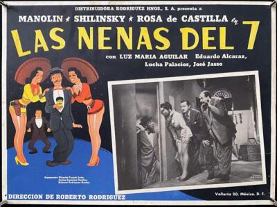 L819      LAS NENAS DEL 7 Mexican Lobby Card 1955 Gil art of Manolin